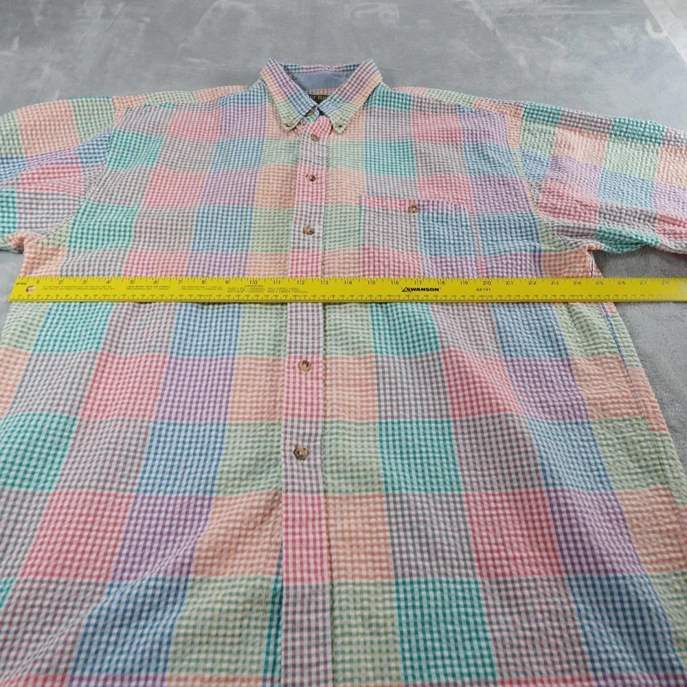 Deep River Trading Seersucker Shirt Mens XXL Pastel Plaid Button Up Cotton Prep - Picture 7 of 14